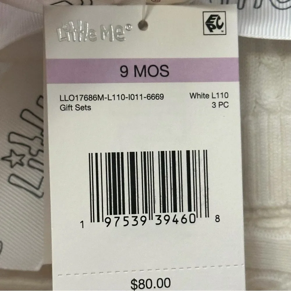 Nwt- Little Me White Cable Knit 3PC Sweater Gift Set Size 9 Months